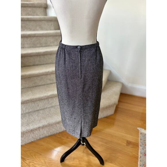 Vintage Ann May Black & White Micro Dot Silk Skirt Short Top Set Old Money - Picture 7 of 14